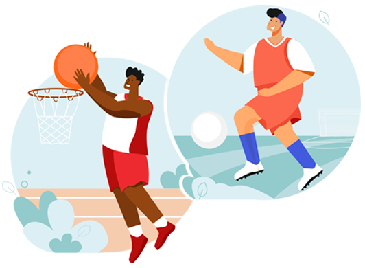 Deportistas baloncesto y futbol