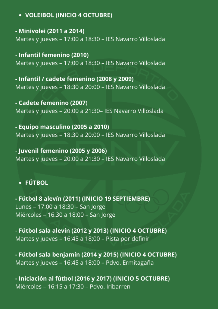 horarios voleibol y futbol